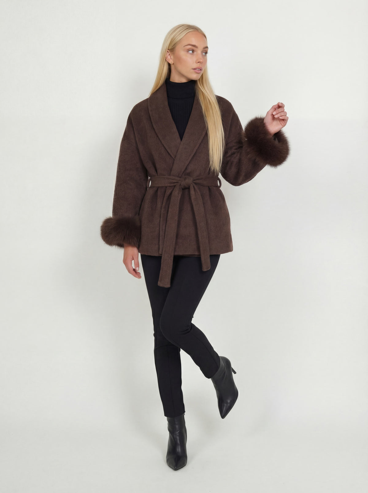 premium wool coat - brown