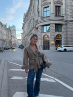 premium wool coat - taupe