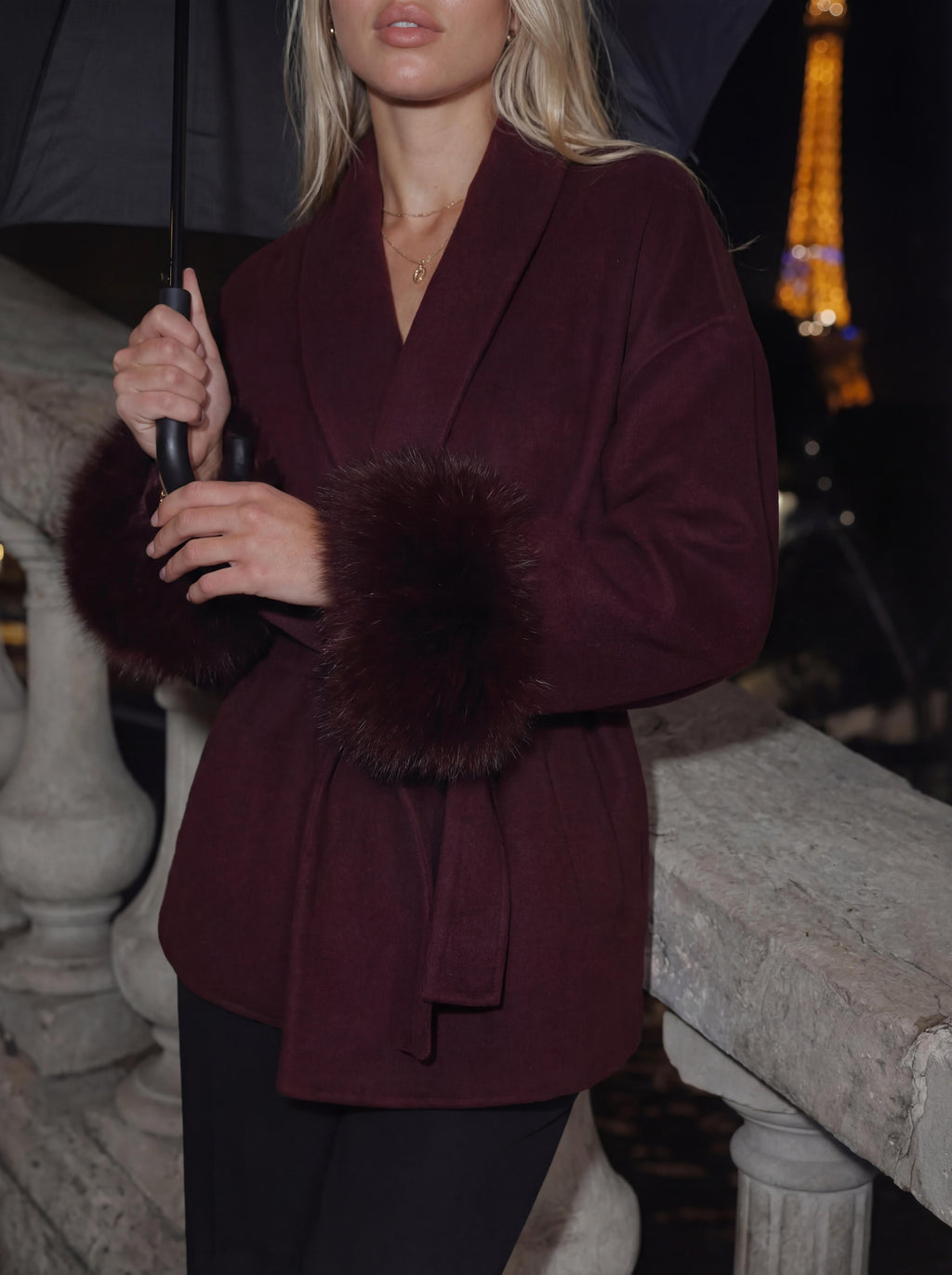 premium wool coat - burgundy