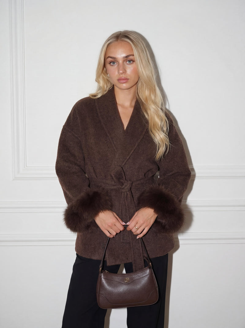 premium wool coat - brown