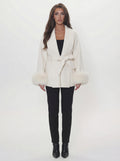 premium wool coat - white
