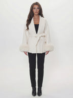 premium wool coat - white