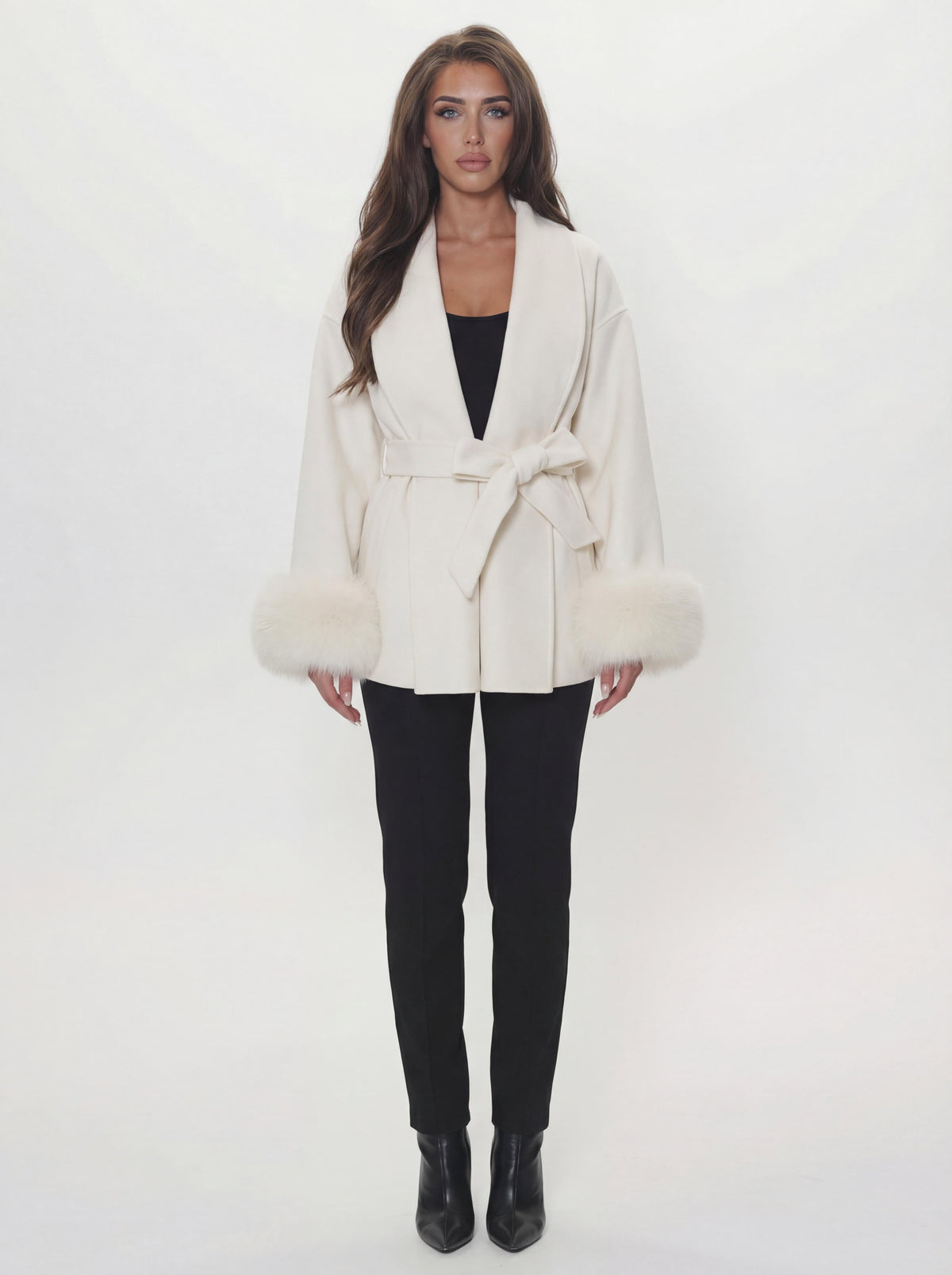 premium wool coat - white