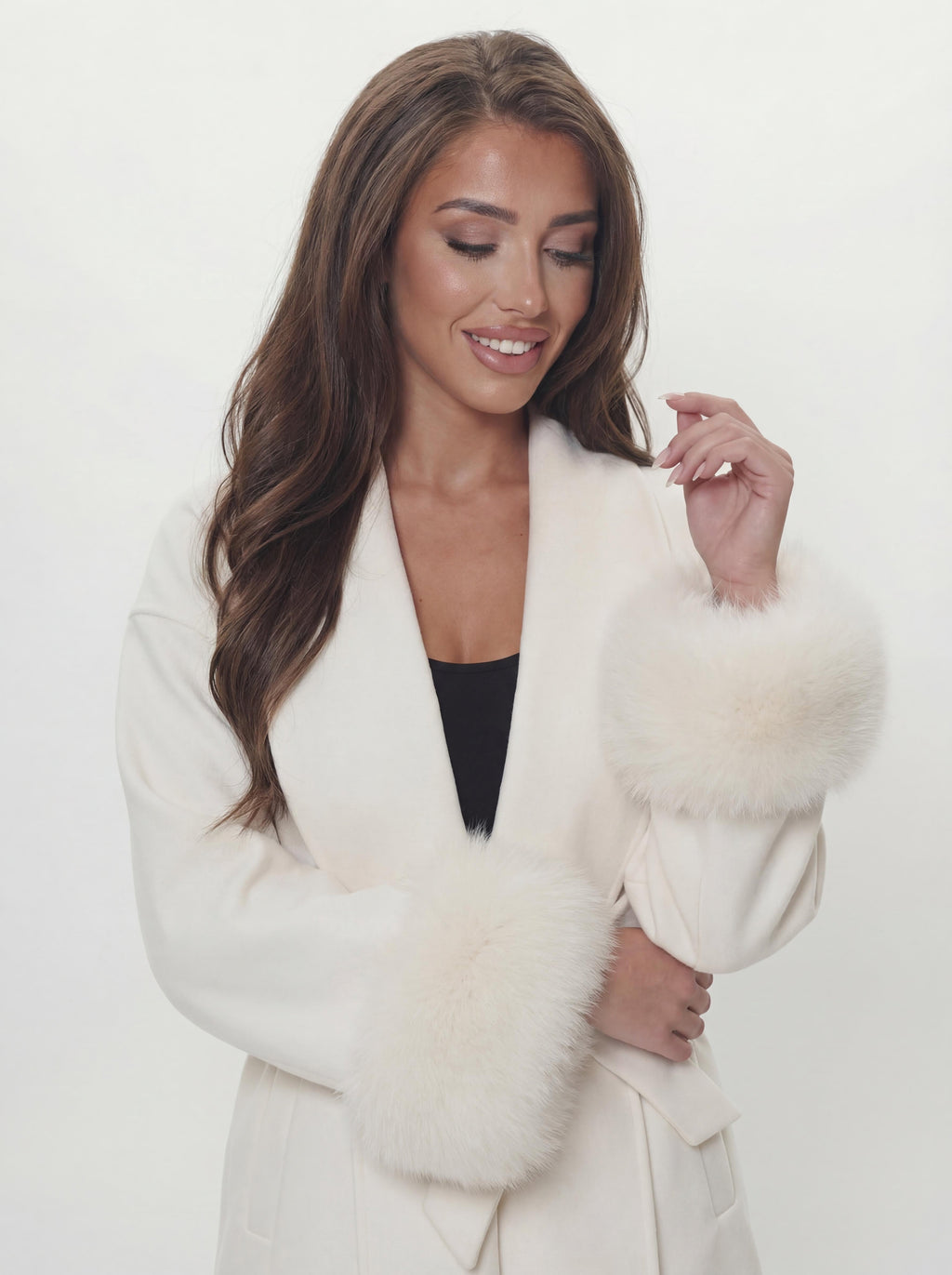 premium wool coat - white