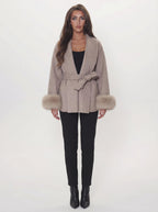 premium wool coat - taupe
