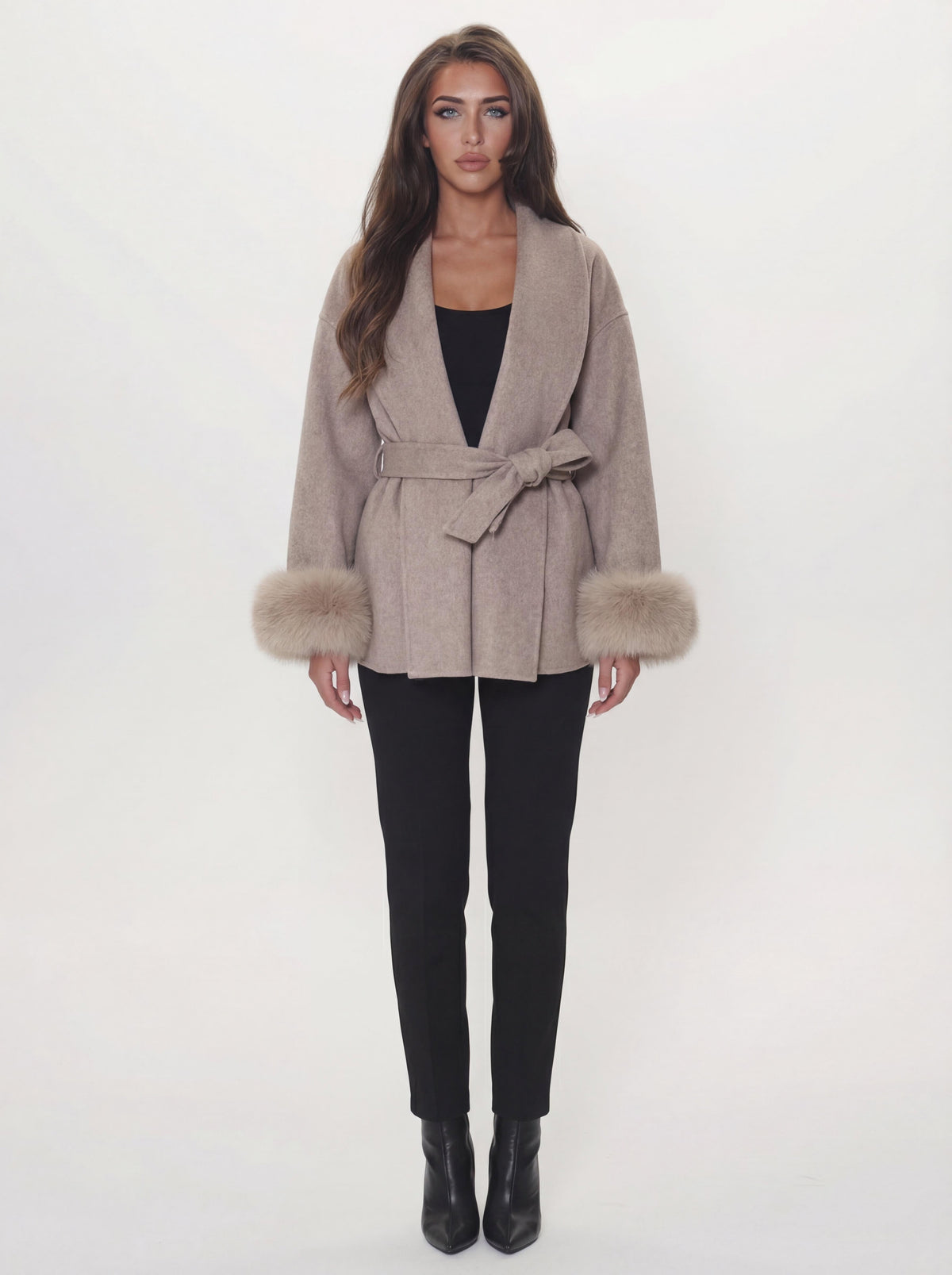 premium wool coat - taupe