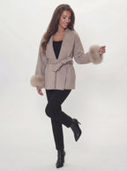 premium wool coat - taupe