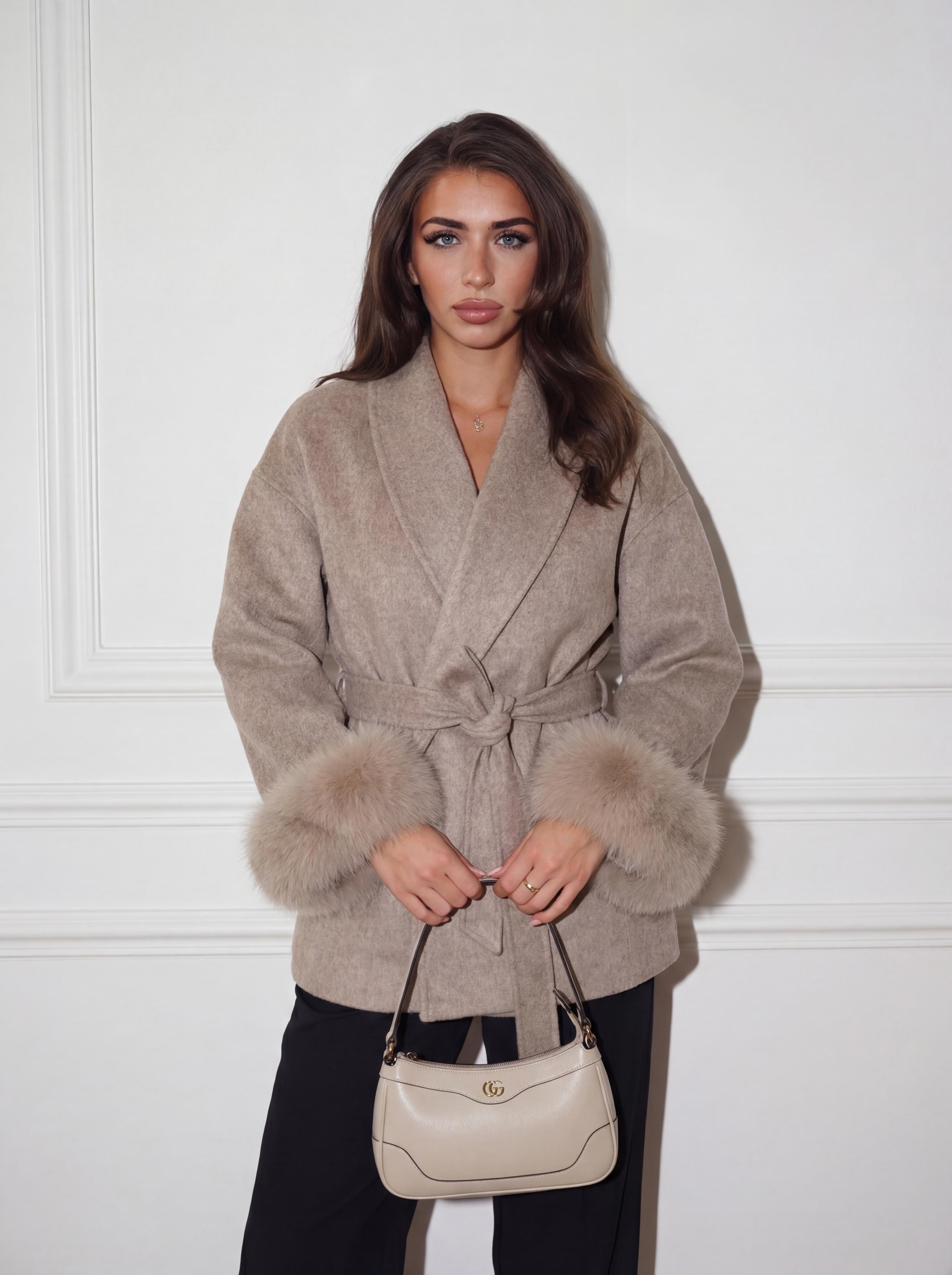 premium wool coat - taupe