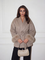 premium wool coat - taupe