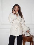premium wool coat - white