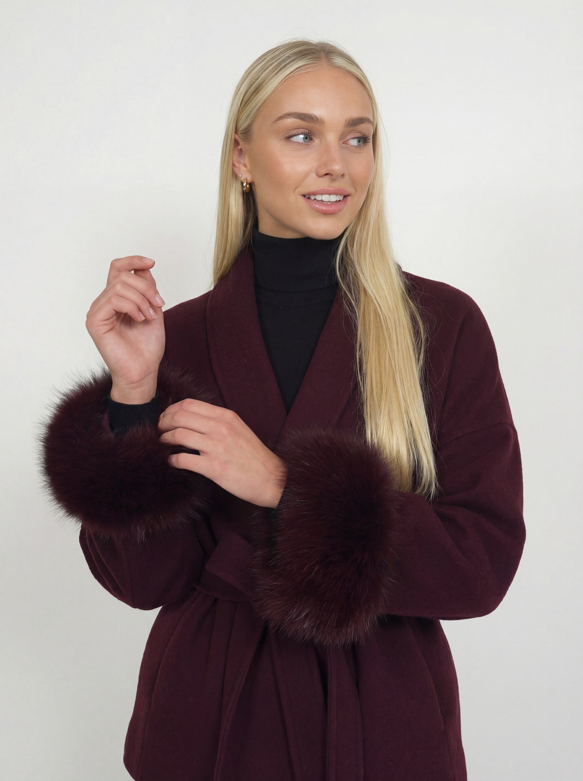 premium wool coat - burgundy