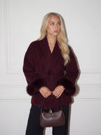premium wool coat - burgundy