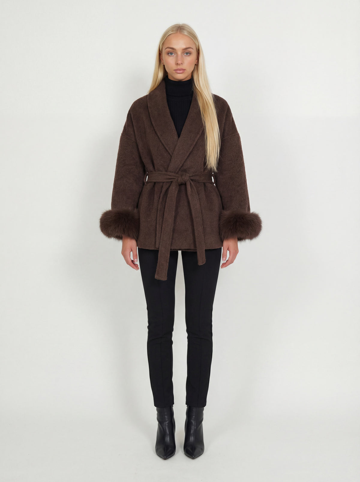 premium wool coat - brown