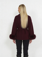 premium wool coat - burgundy